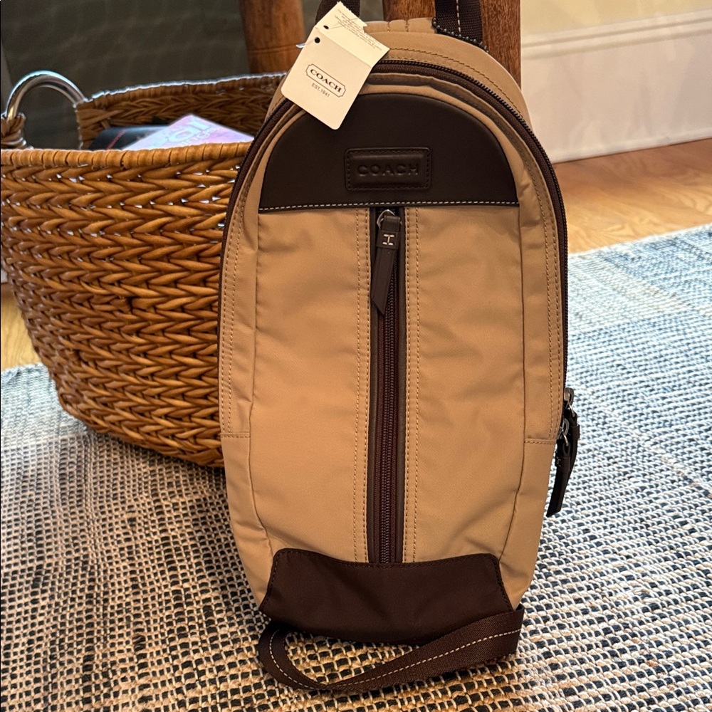Coach Beige and Dark Brown Men's Belt Bag
